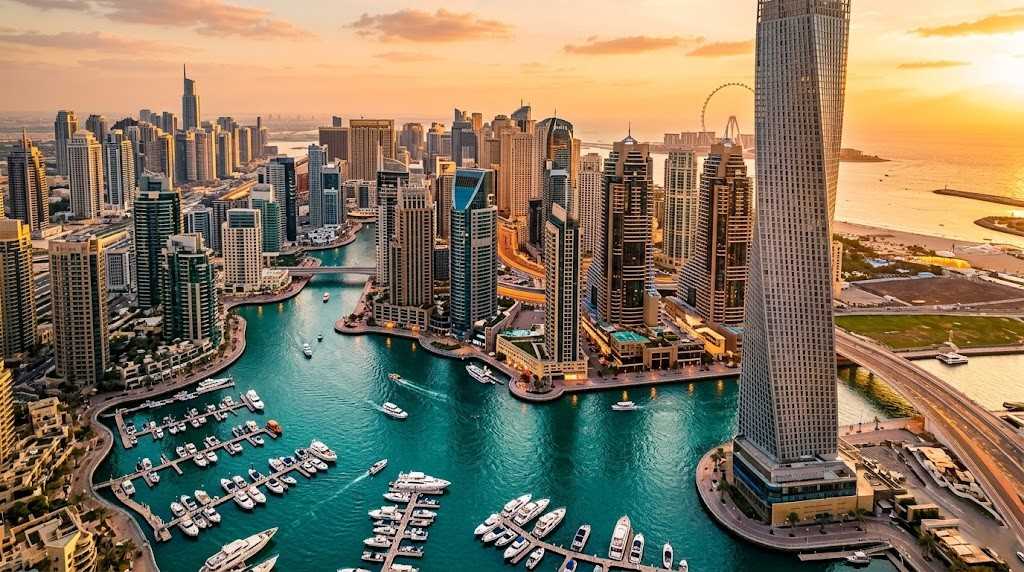 Dubai Marina skyline aerial — mortgage advice CityMortgage